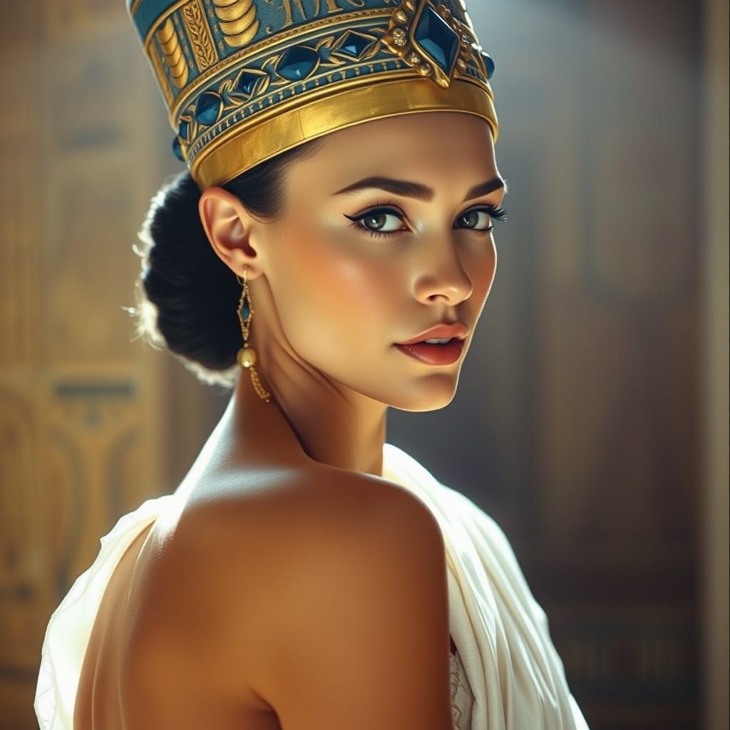 Regal Ancient Egyptian Goddess in Cinematic Film Still