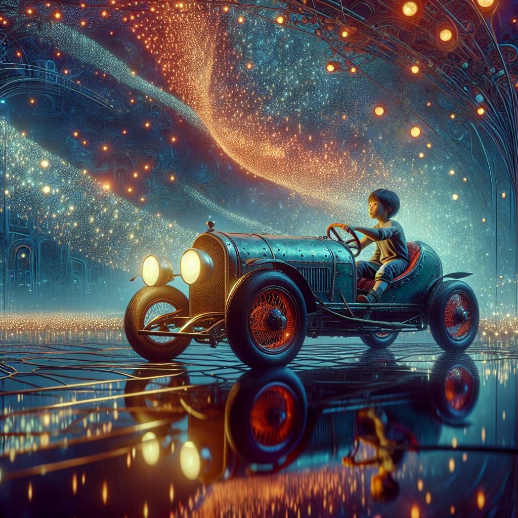 Boy's Racing Dream: A Matte Painting in 8K