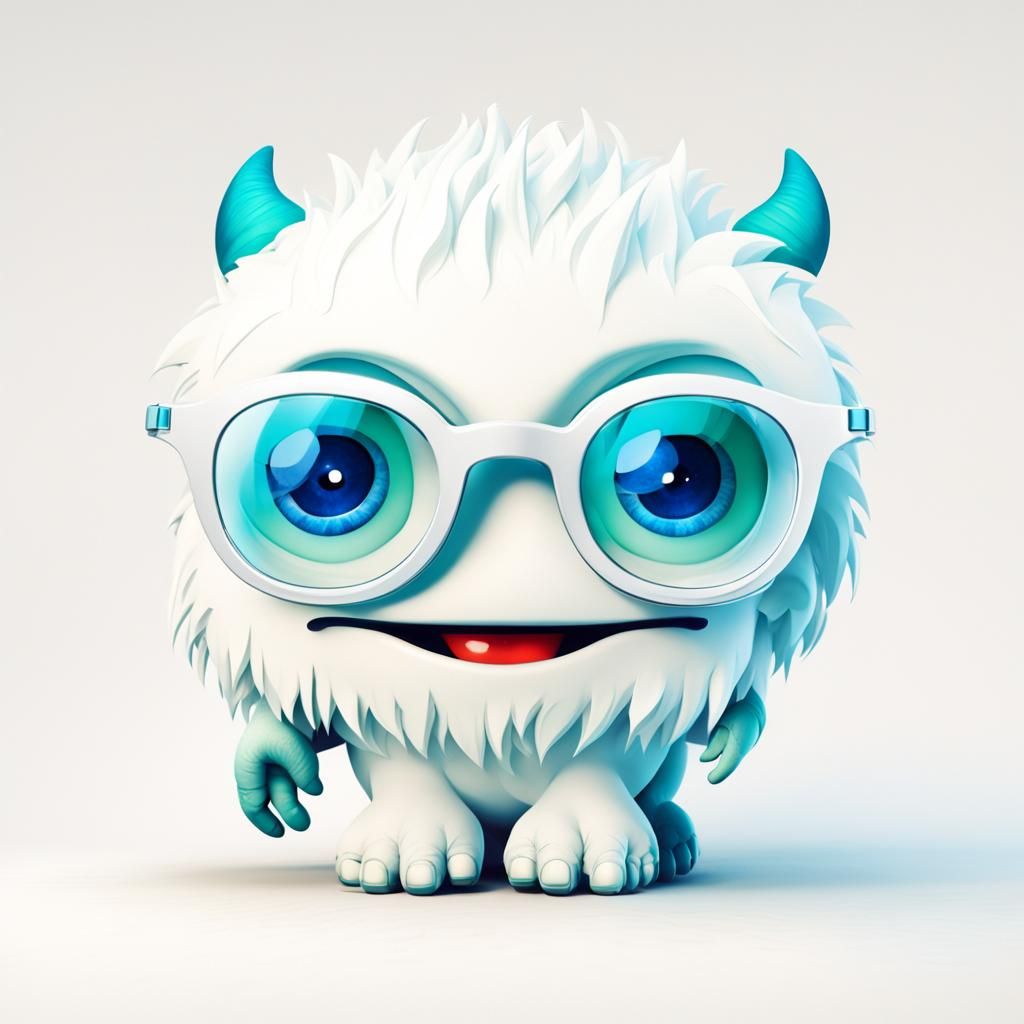 White Monster with Glasses AI Generated