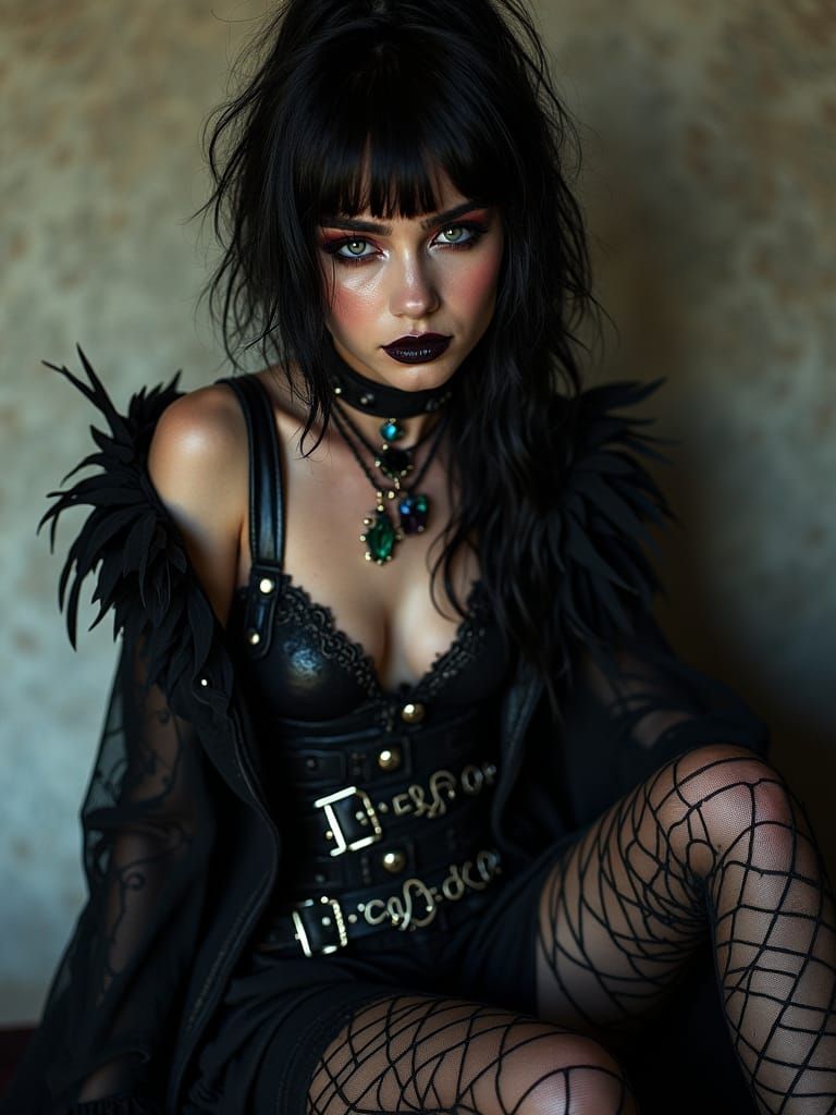 Gothic Punk Fashion Portrait in Dramatic Lighting