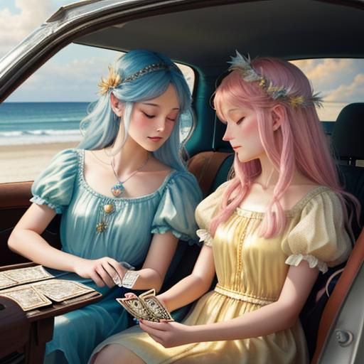 Fairies Playing Cards at Golden Hour