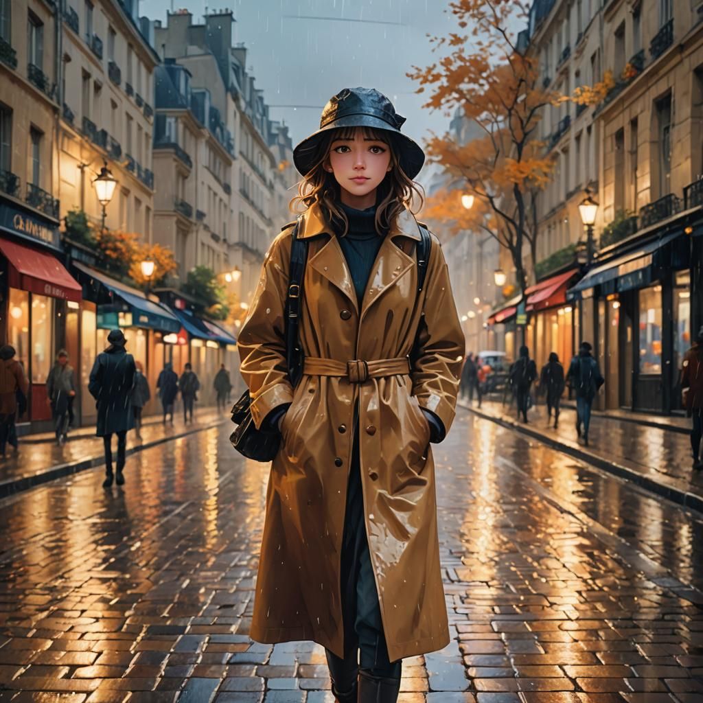 Rainy Autumn Day in Paris: Anime Style