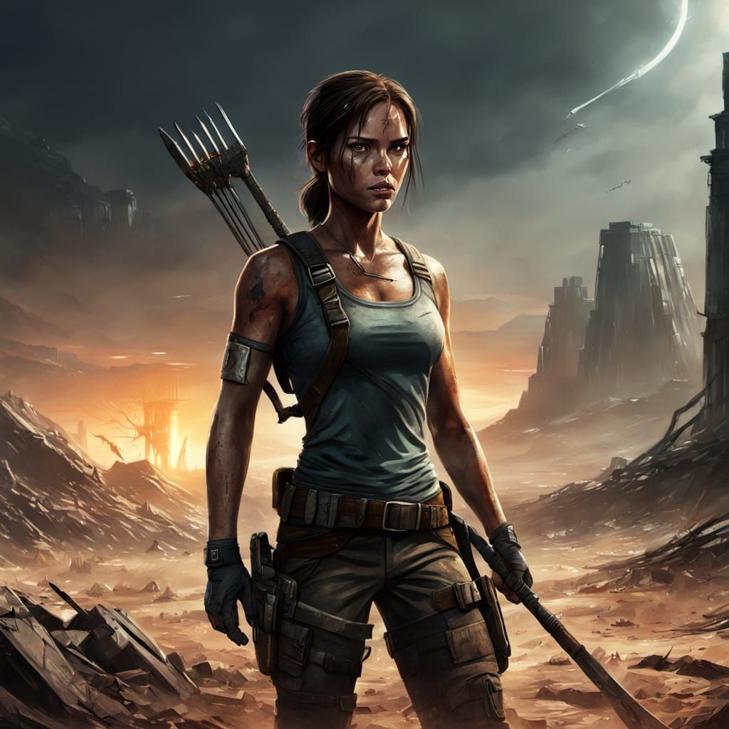 Lara Croft in Futuristic Style Concept Art