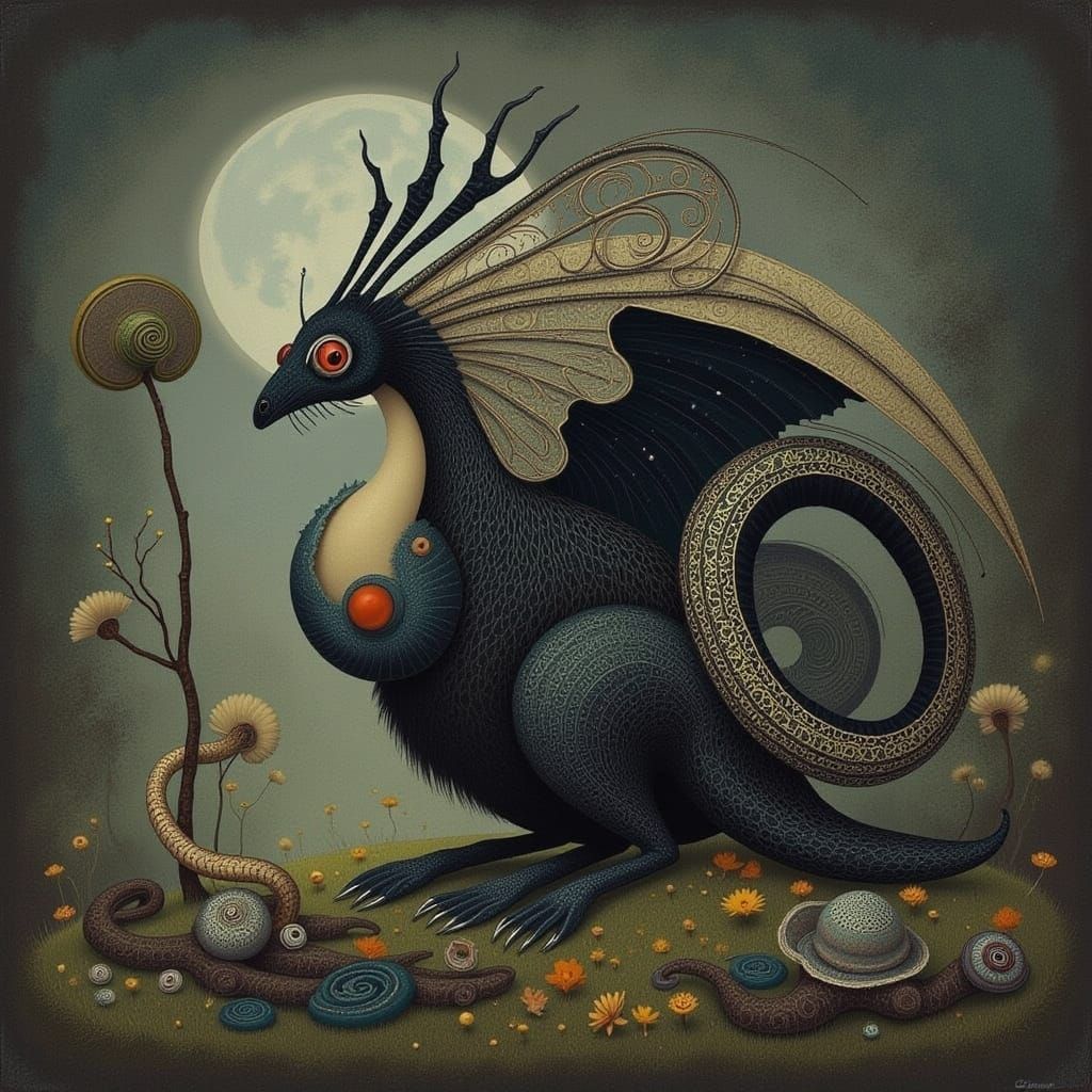 Abstract Digital Art with Ethereal and Organic Elements