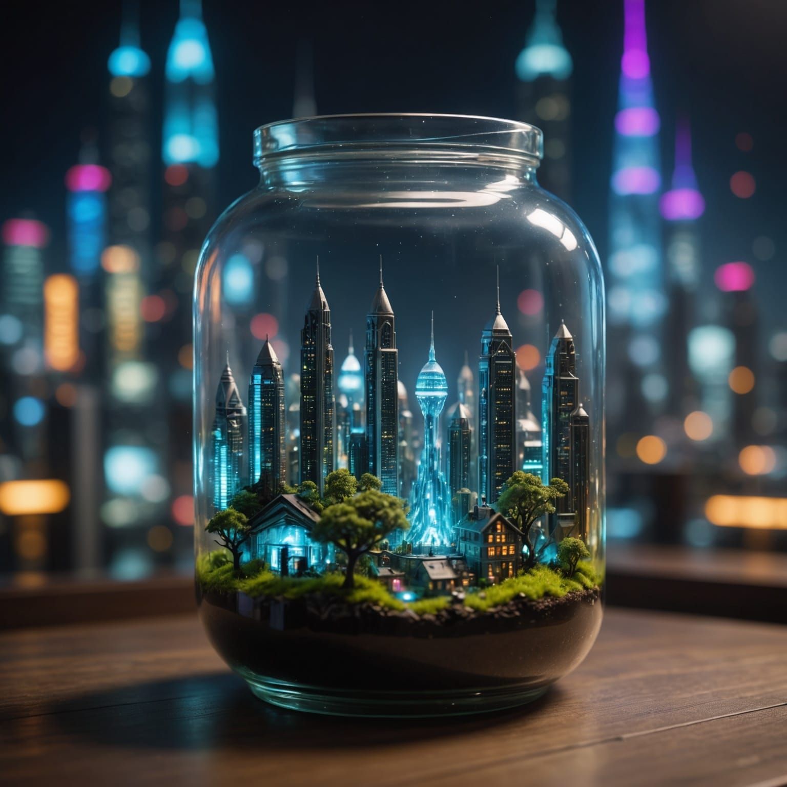 Miniature Alien City in a Jar: 8K Macro Photograph