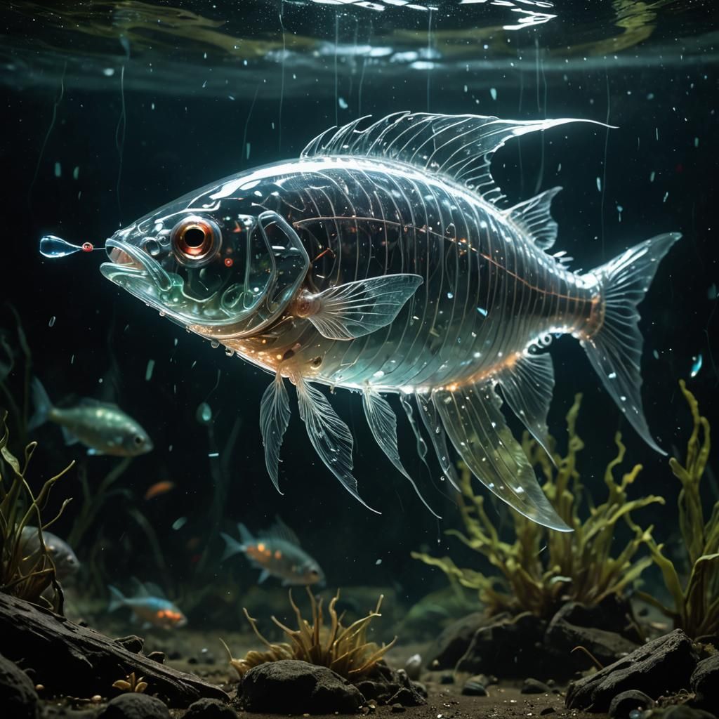Transparent Amazon Fish in Hyperrealistic Digital Art