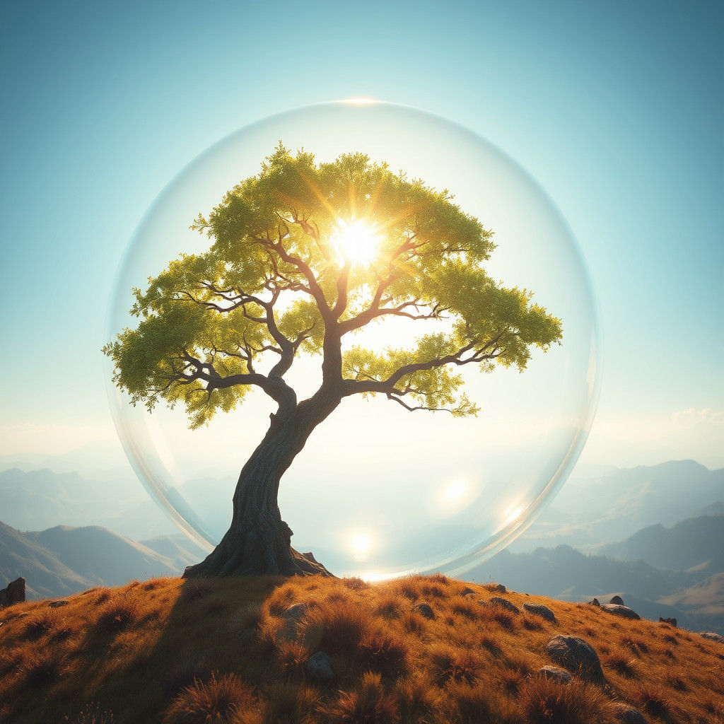 Iridescent Bubble Tree: A Dreamlike Landscape