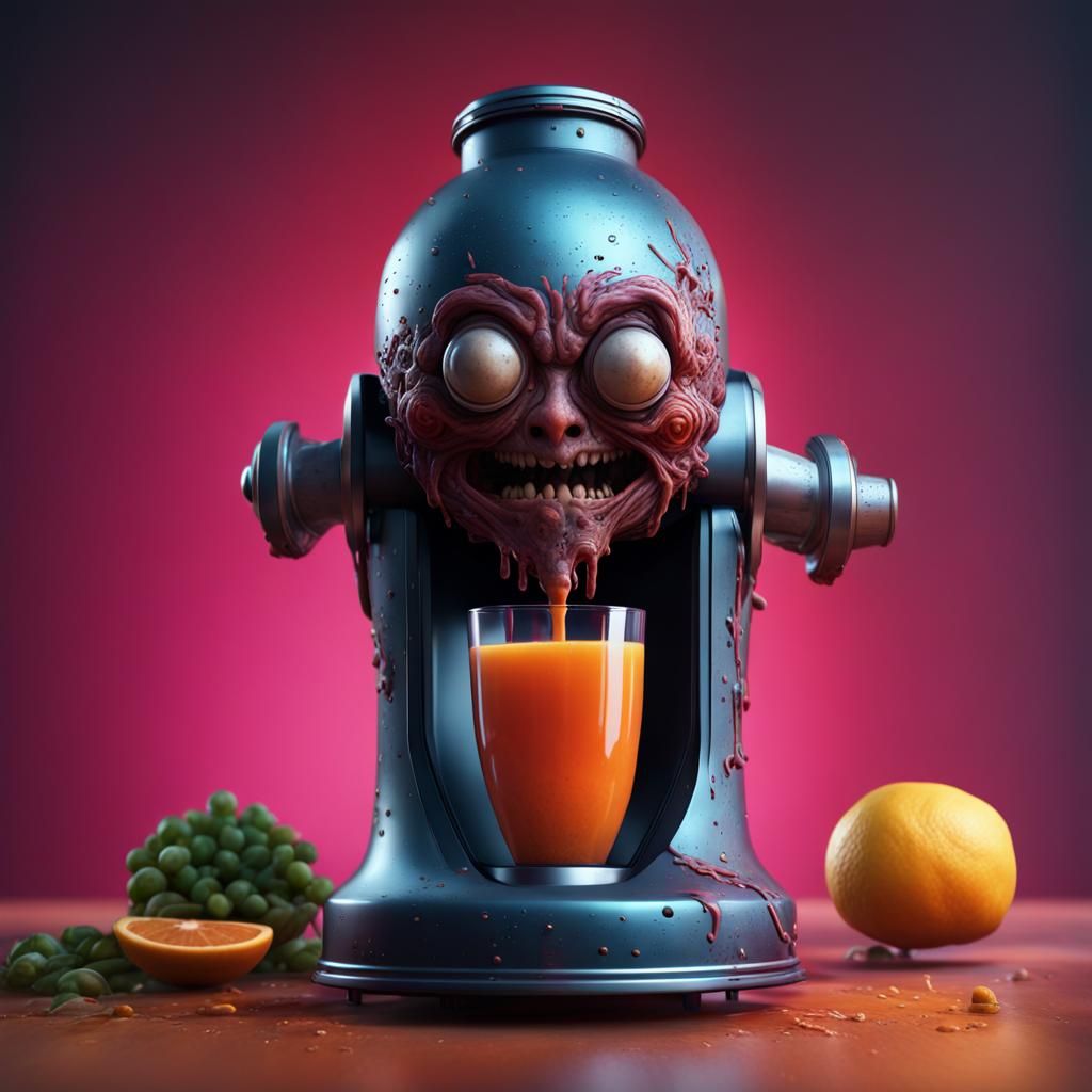 Creepy Juicer with Ugly Face: Detailed Matte Painting