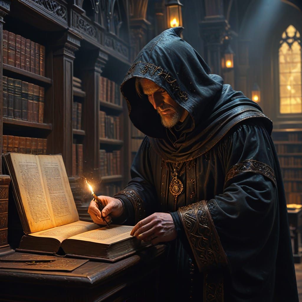 Ancient Library Shrouded in Mystical Aura