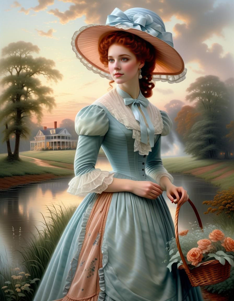 Southern Belle in Whimsical 1840s Attire