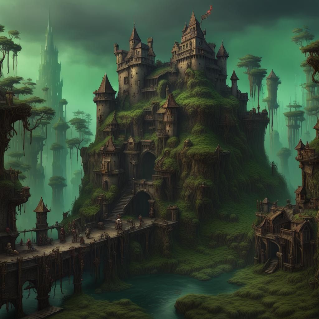 Fantastical Voodoo Fortress in a Swamp