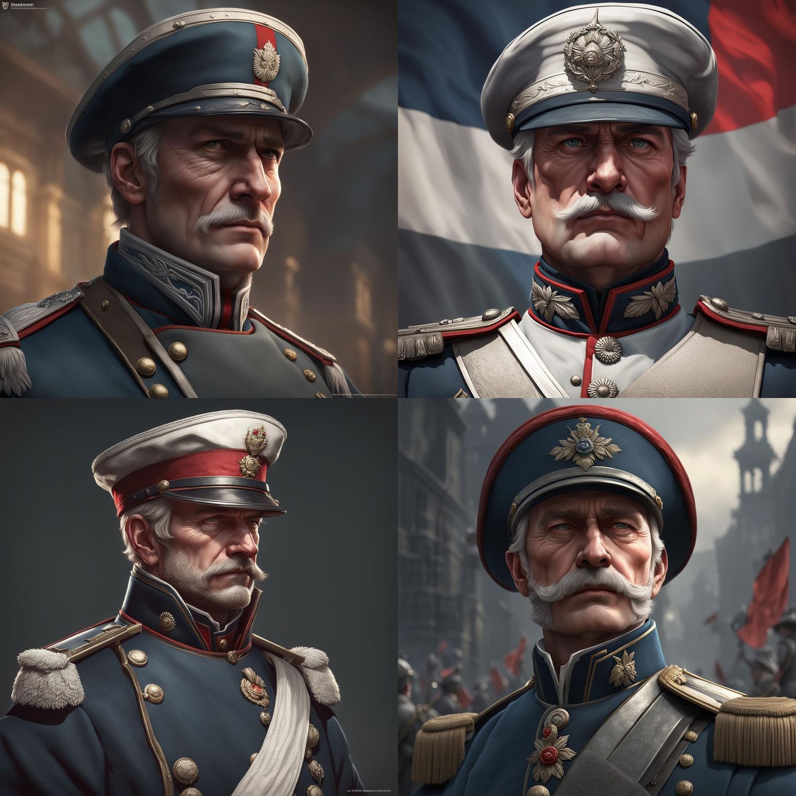 Detailed Portrait of Prussian Soldier in Hyperreal Style