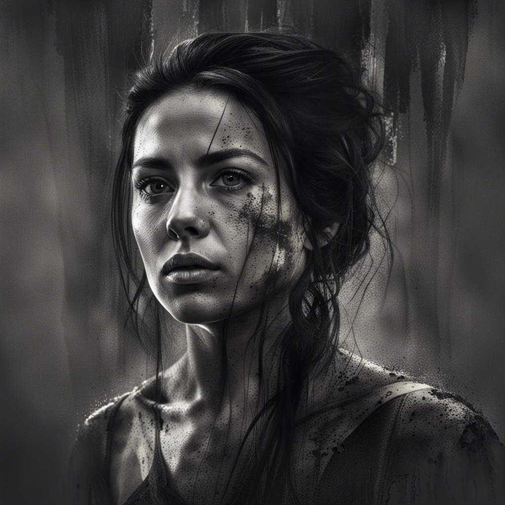 Scarred Beauty: Hyperrealistic Portrait of a Woman