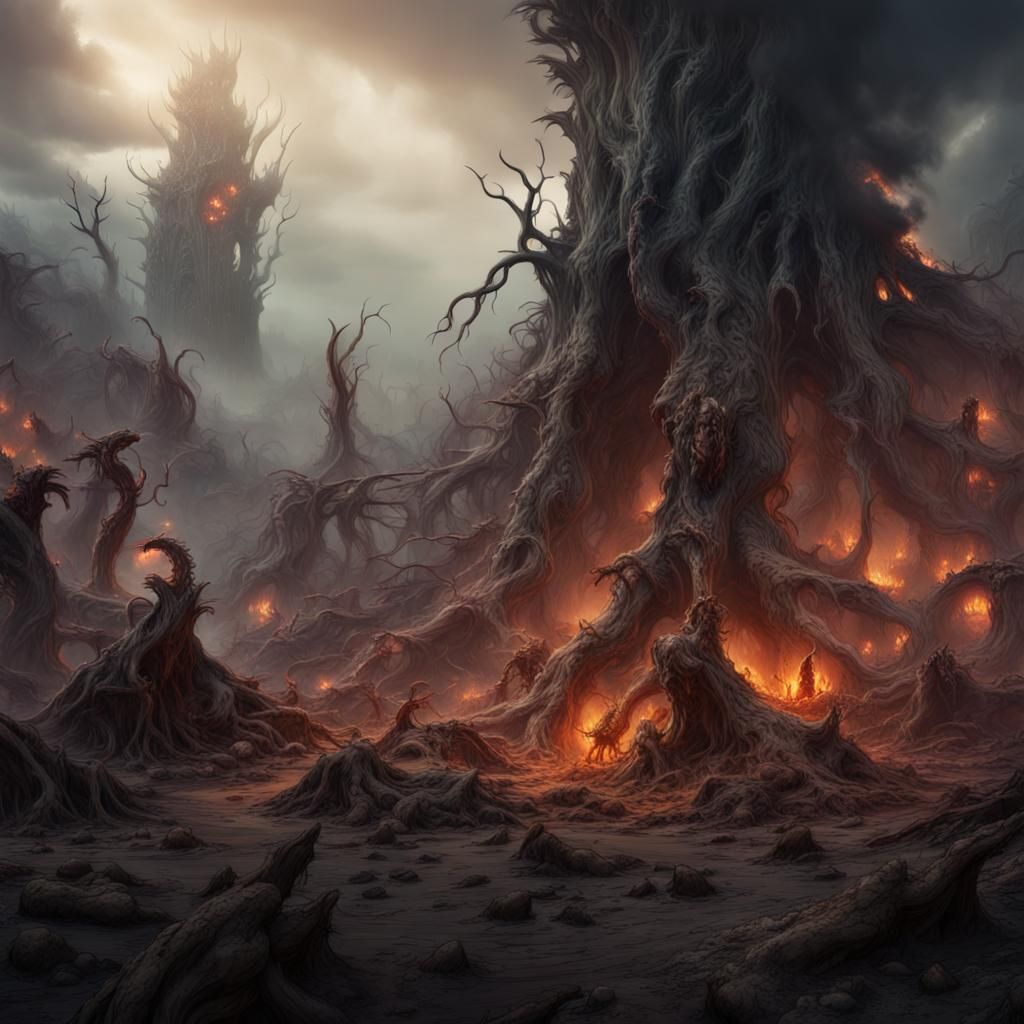 Abyssal Breach: A Matte Painting of Rage