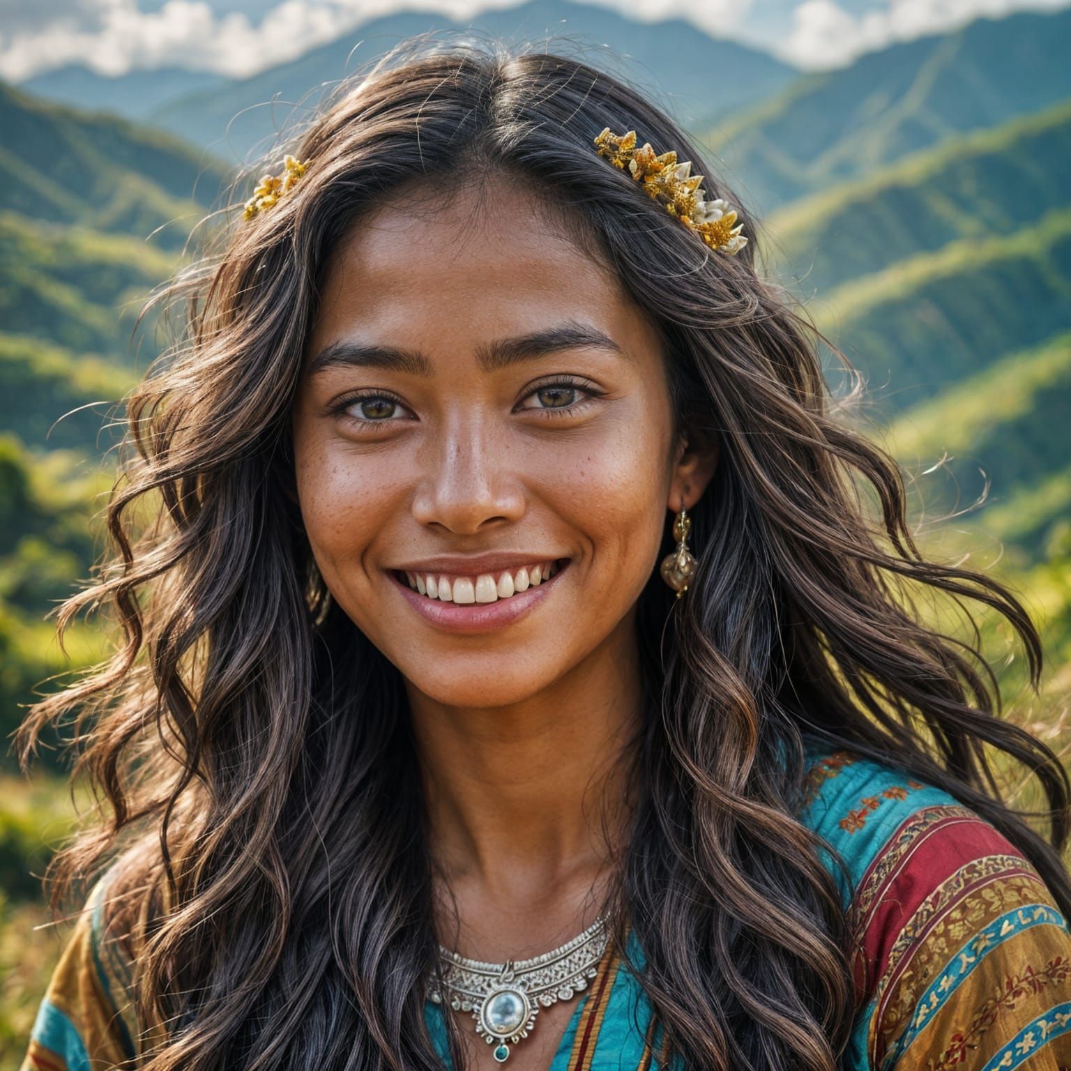 Beautiful Indonesian Girl with Heterochromia Portrait