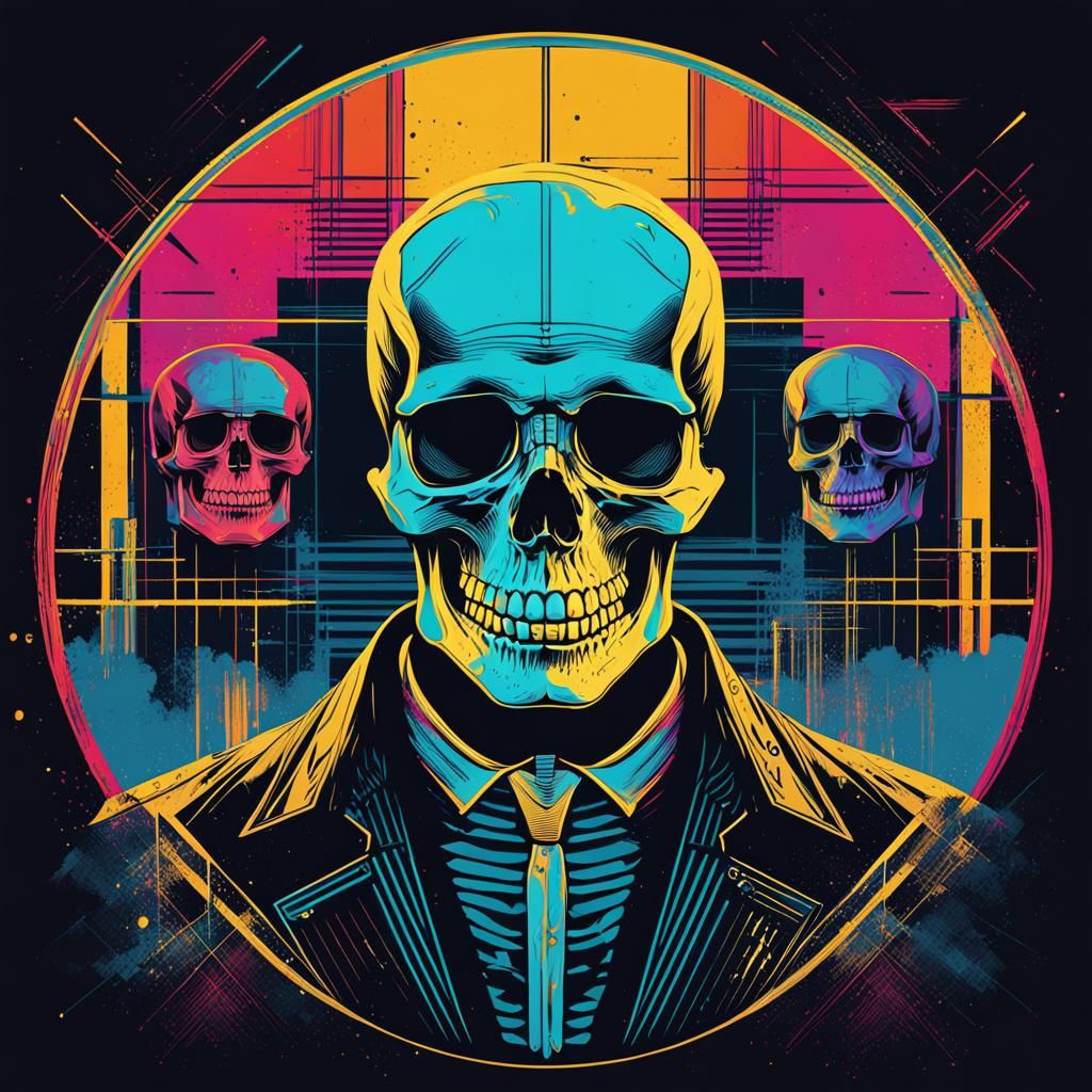 Skeleton Gangster Pop Art Screen Print