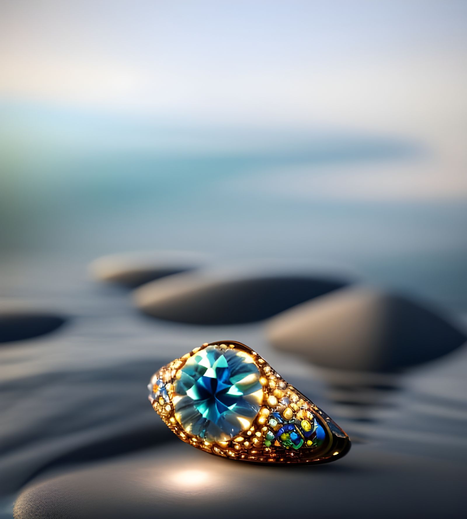 Sea Stone Inlay Saying Good Night World