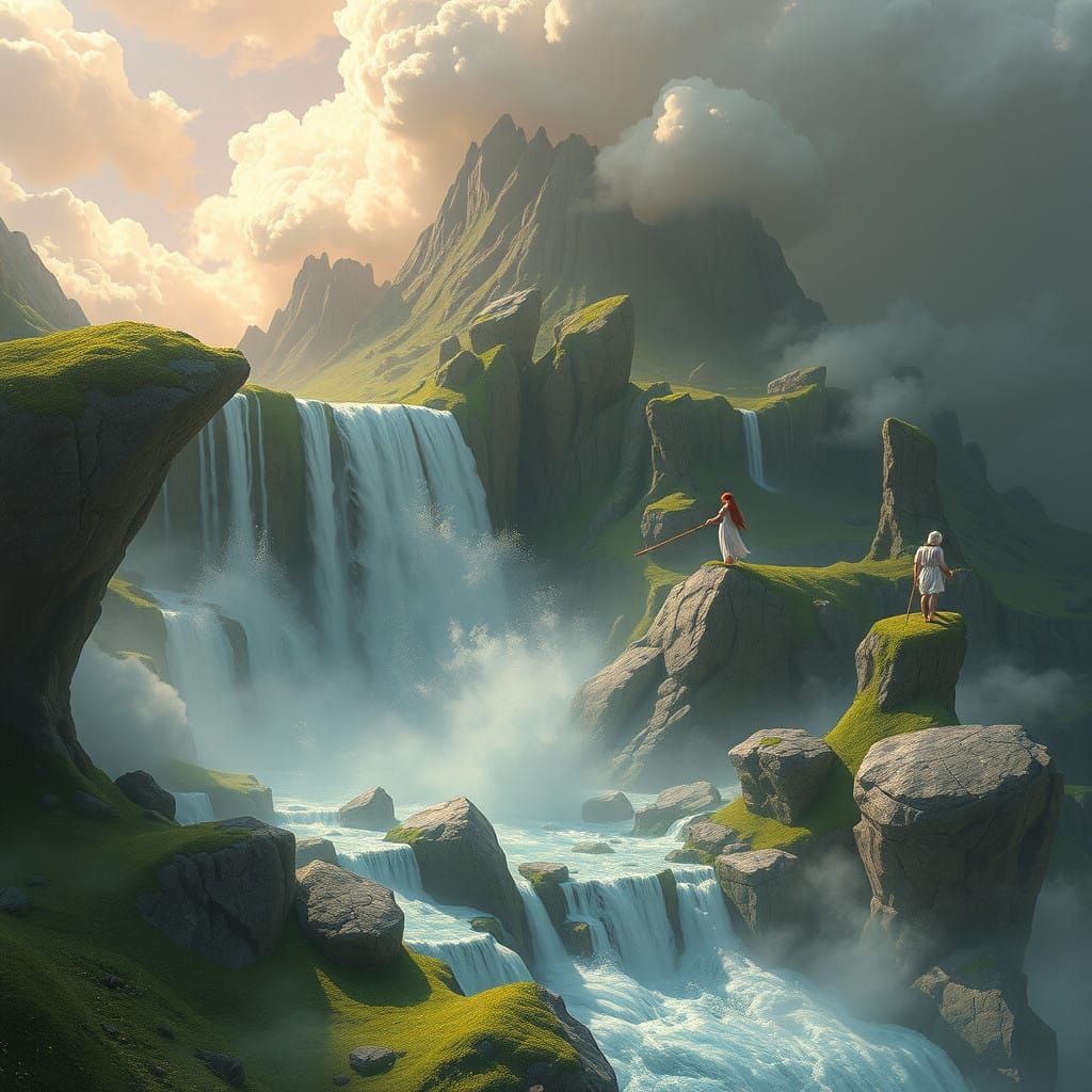 Surreal Goddess Confronts Fearsome Fantasy Beast in Stunning...