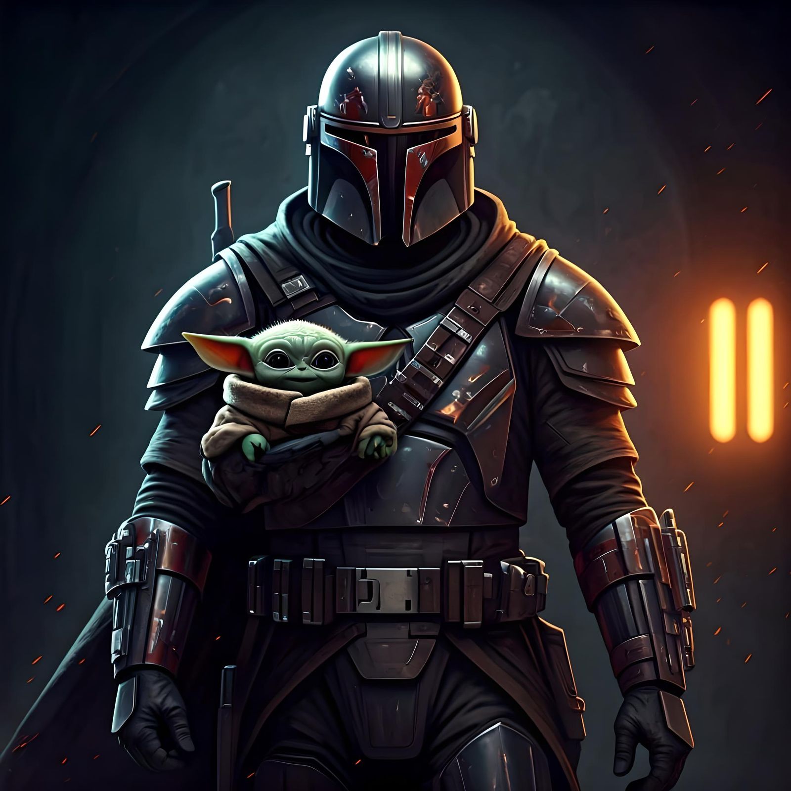 Mandalorian Bounty Hunter Din Djarin with Grogu