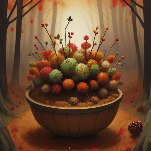 Smiling Straw Figure Surrounded by Birds, Naive Art