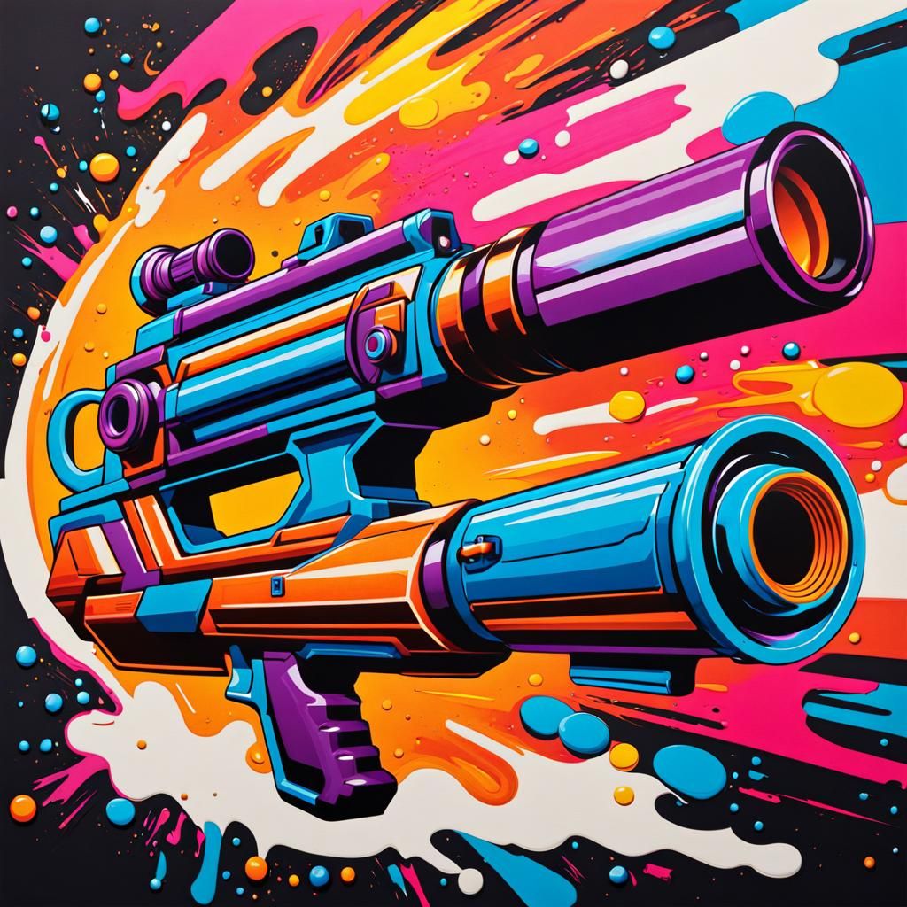 Retro Toy Space Blaster in Graffiti Art Style