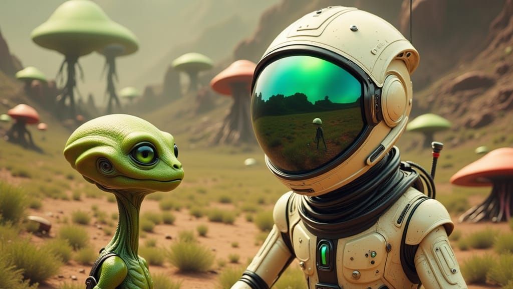 Exploring a Distant Planet in a Futuristic Space Suit