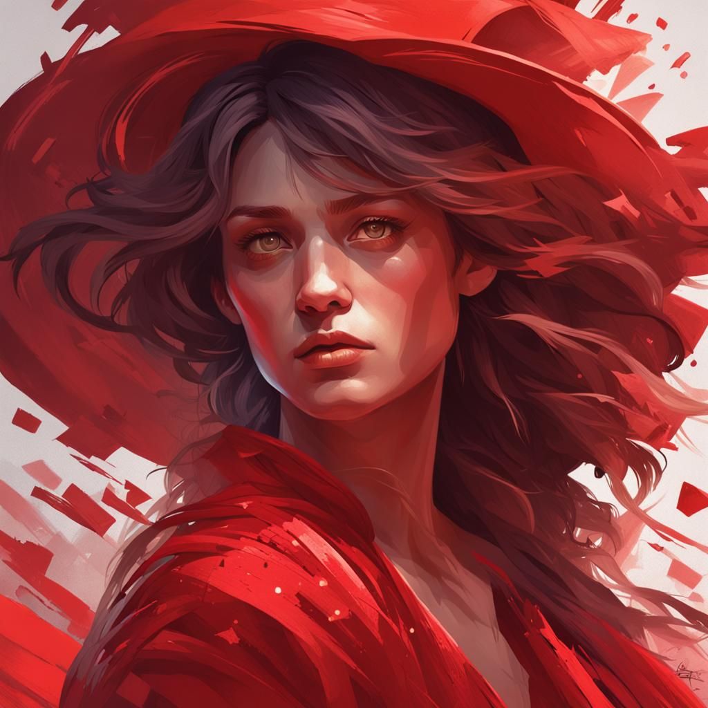 Woman in Red: Hyperdetailed Portrait with Dynamic Lighting