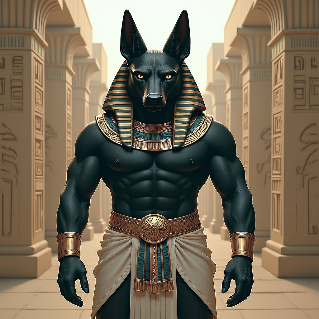 Anubis: Egyptian Judge of the Dead in Digital Painting