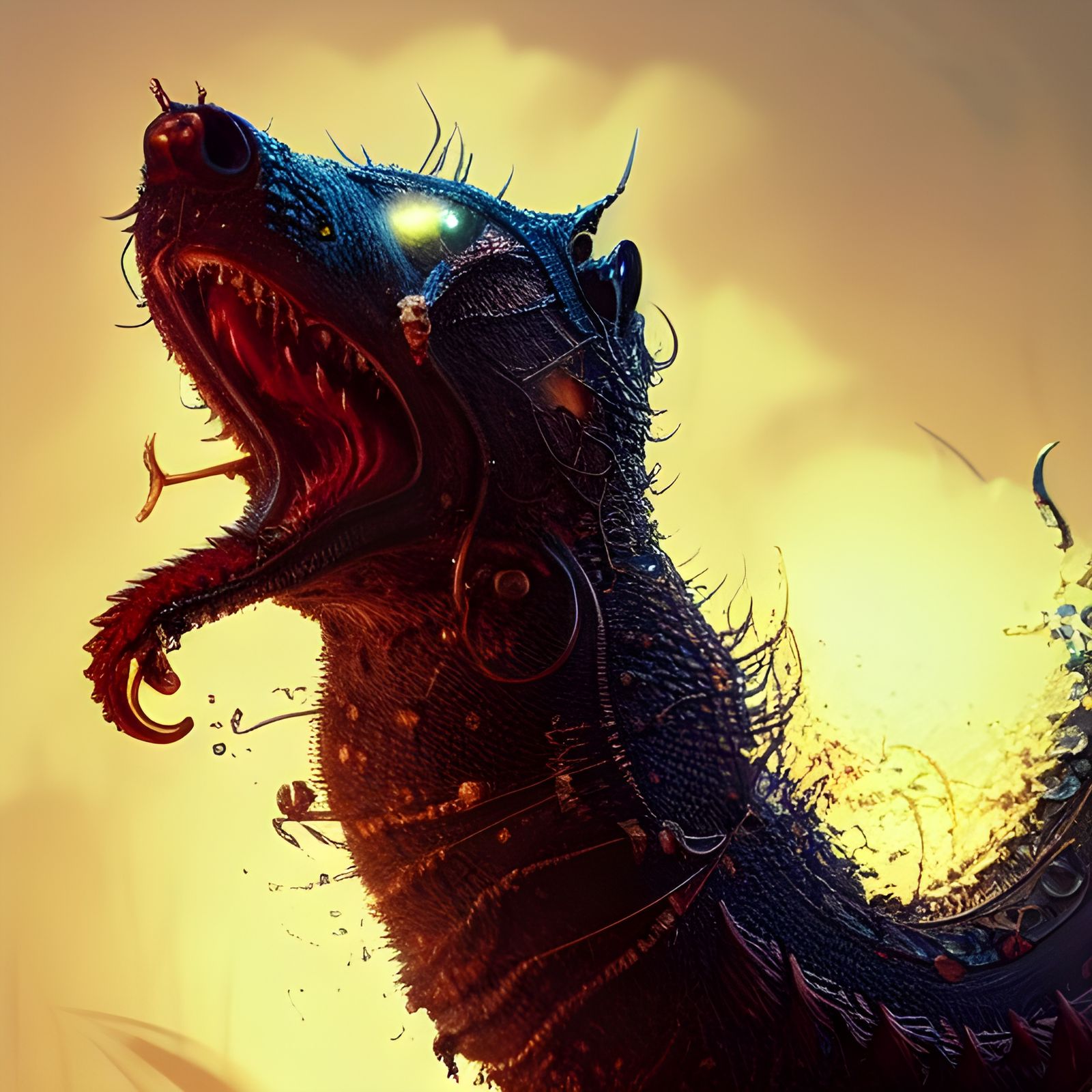 Terrifying Weasel Made of Teeth: Digital Fantasy Art