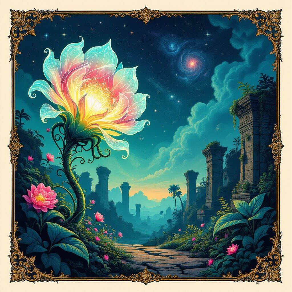 Alien Jungle Flora Blooms in Ethereal Starscape