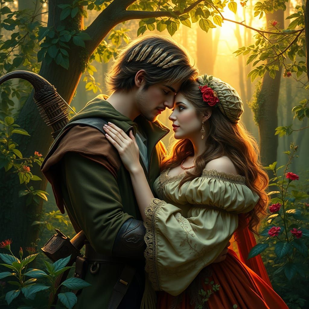 Romantic Medieval Fantasy Art of Robin Hood and Maid Marion