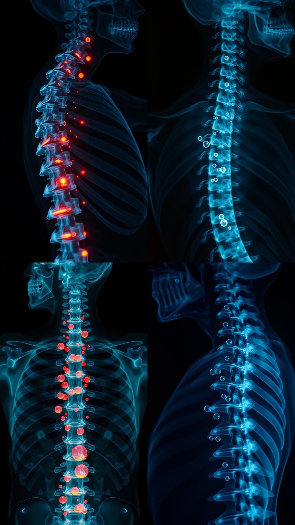 X-Ray of Spine with Gas Bubbles: Cinematic Film