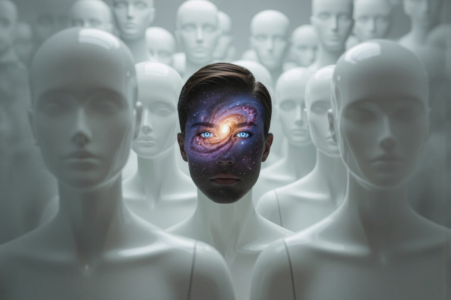 Hopeful Gaze Amidst Cosmic Reflection