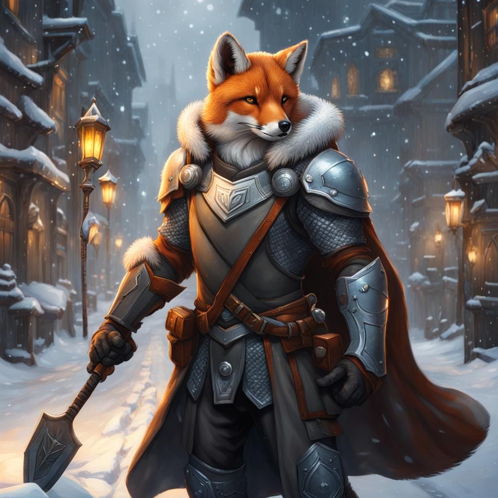 Forge Cleric: Gray Fox in Snowy City
