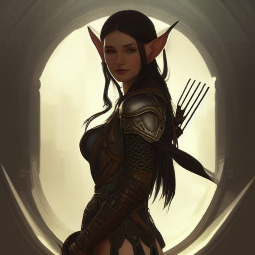 Detailed Elf Archer Portrait in Hyperrealistic Style