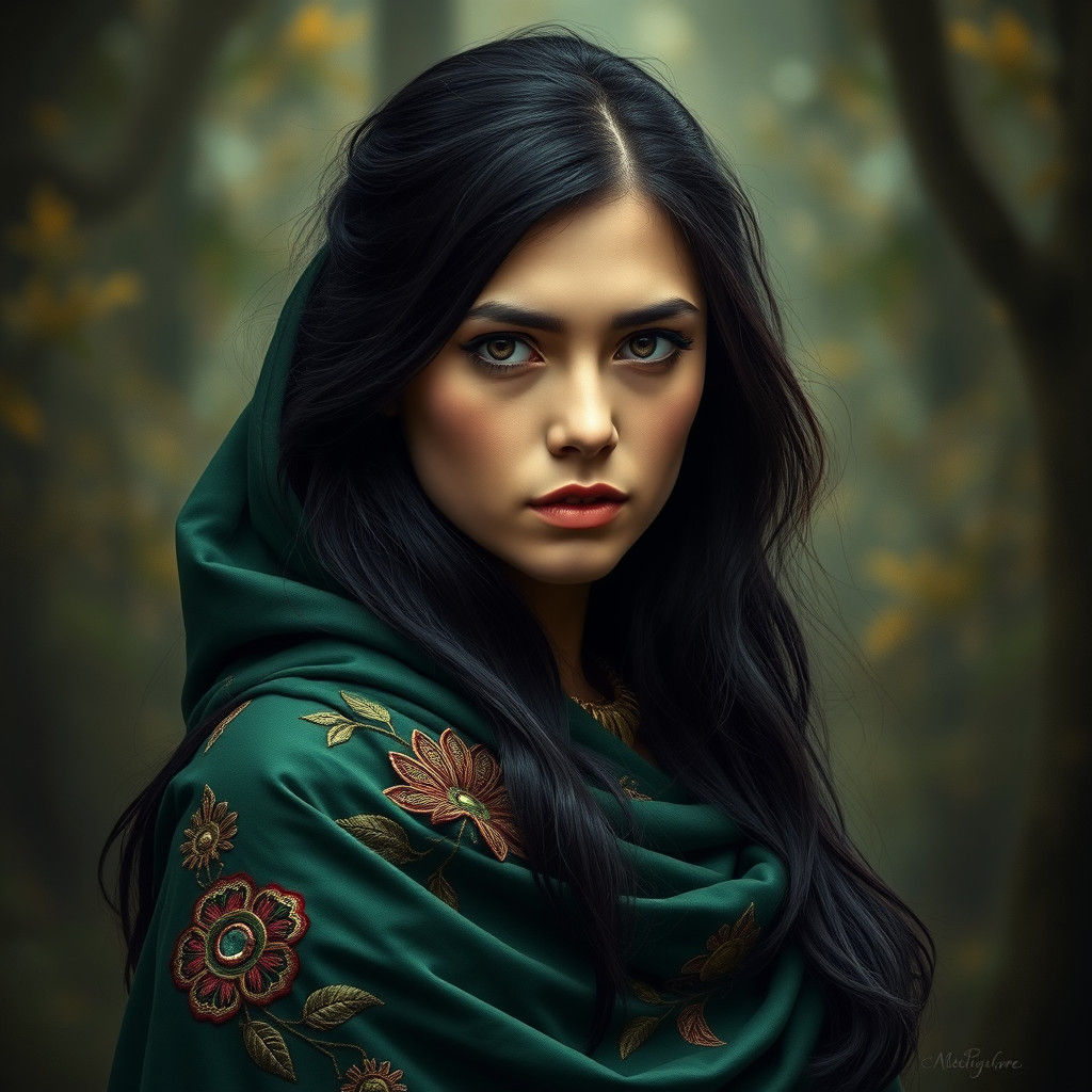 Forest Explorer Portrait in Old Masters Style