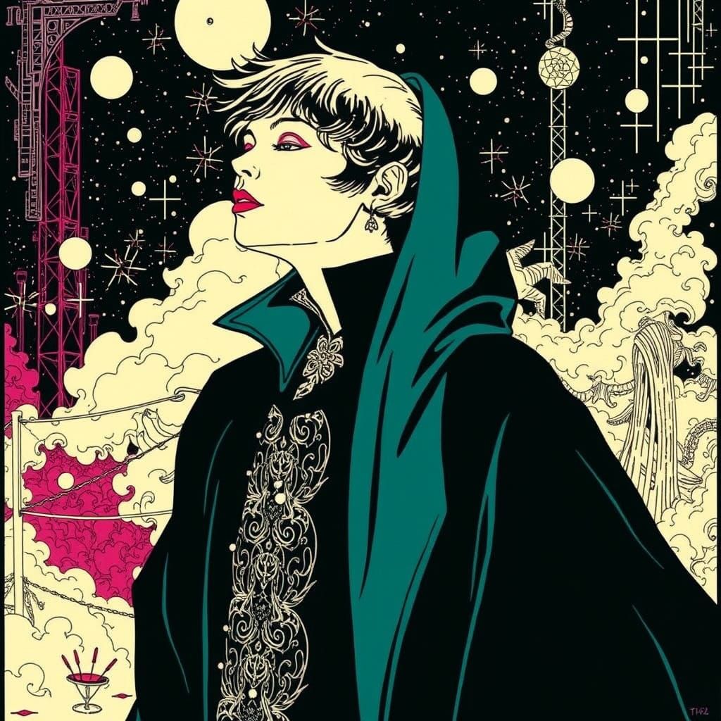 Surreal Baroquepunk Scene in Vibrant, Dreamlike Technopunk S...