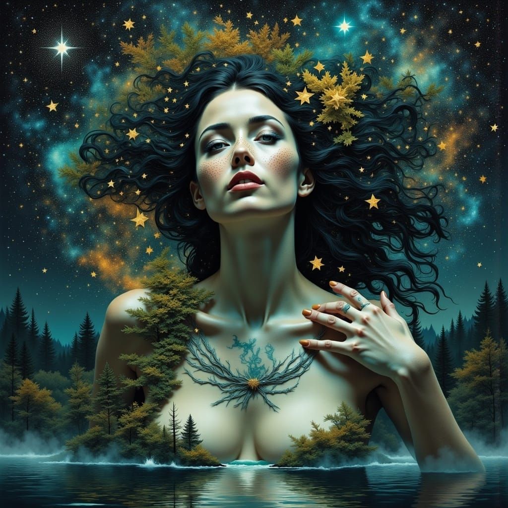 Gaia Portrait: Nature and Humanity Merge in Cosmic Art