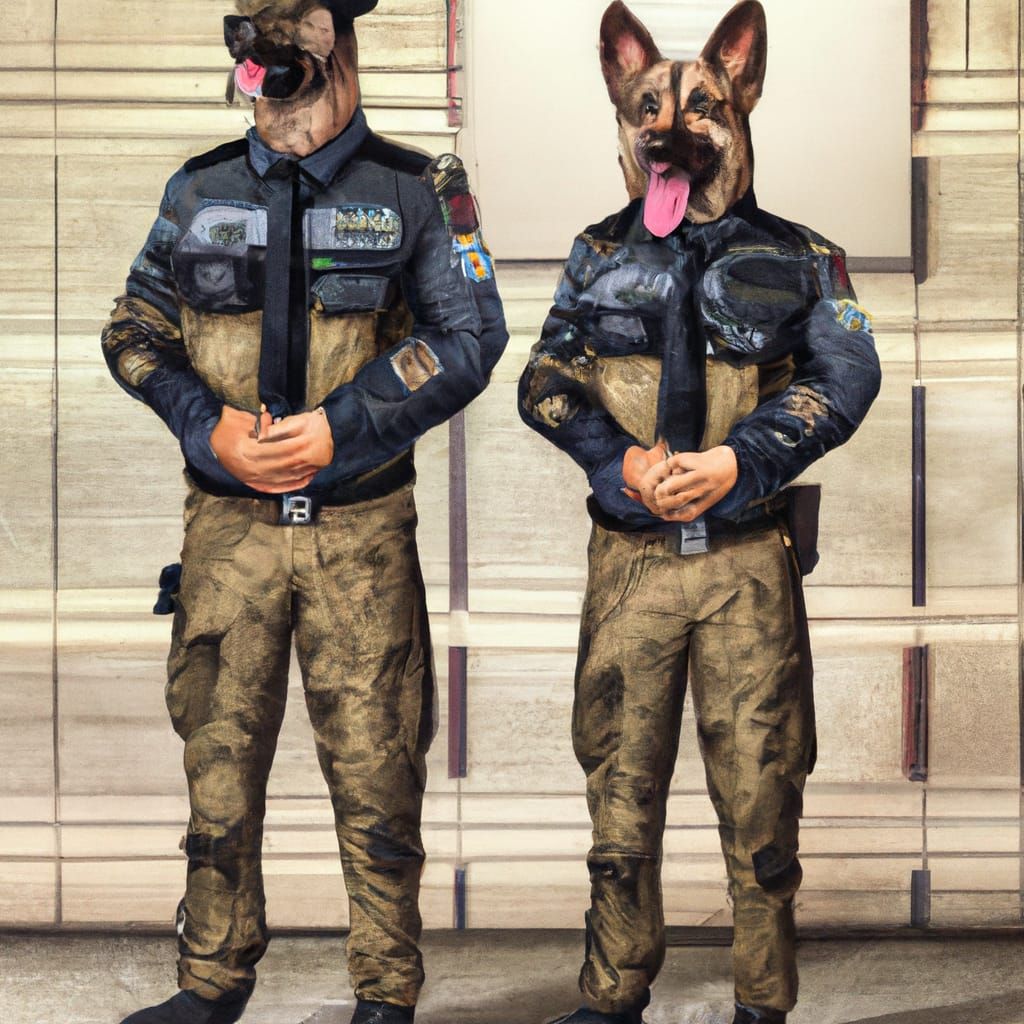 Anthropomorphic Dog Police Squad Portrait in 8K