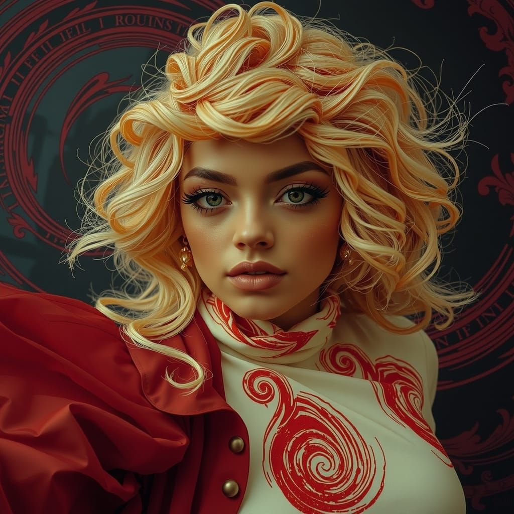 Abstract Swirling Red Forms in Dynamic Motion