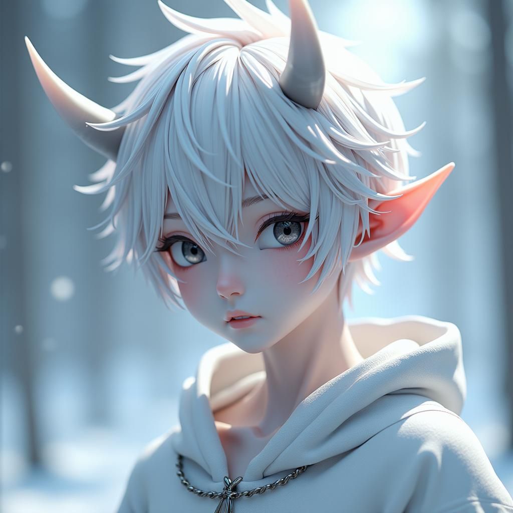 Anime Style Wight Demon with Platinum Hair