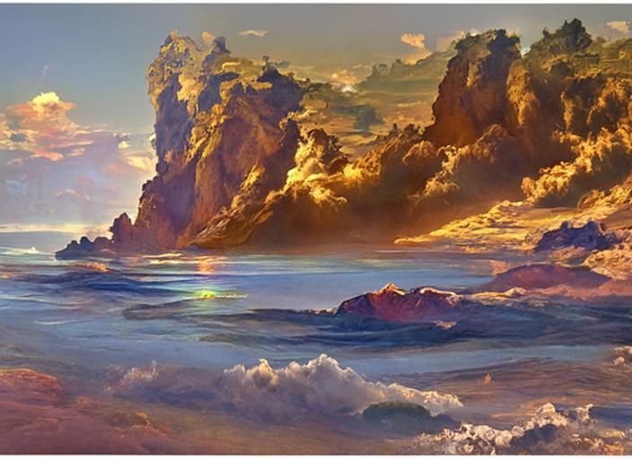 Peaceful Sunrise Seascape in Golden Hour Light