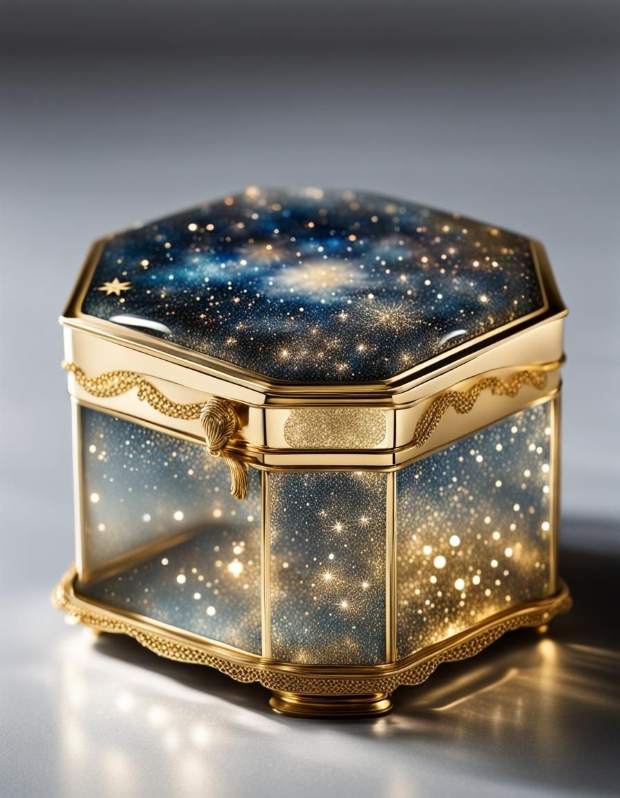 Galaxy of Stars in Gilded Glass Box