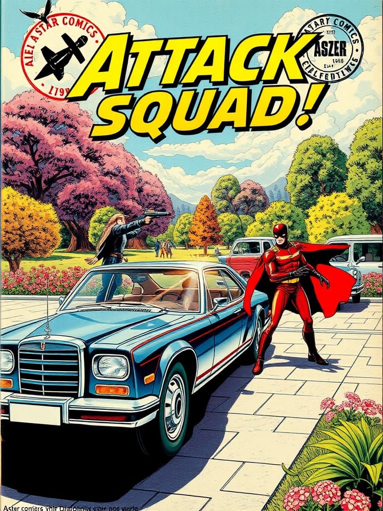 Attack Squad Comic Book Cover: Superheroes in Action