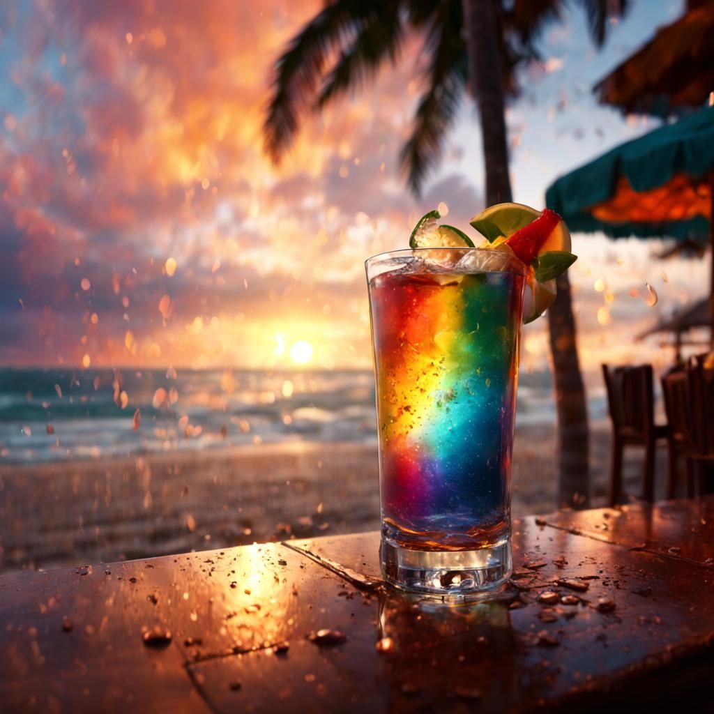 Rainbow Paradise Cocktail at Tropical Beach Bar