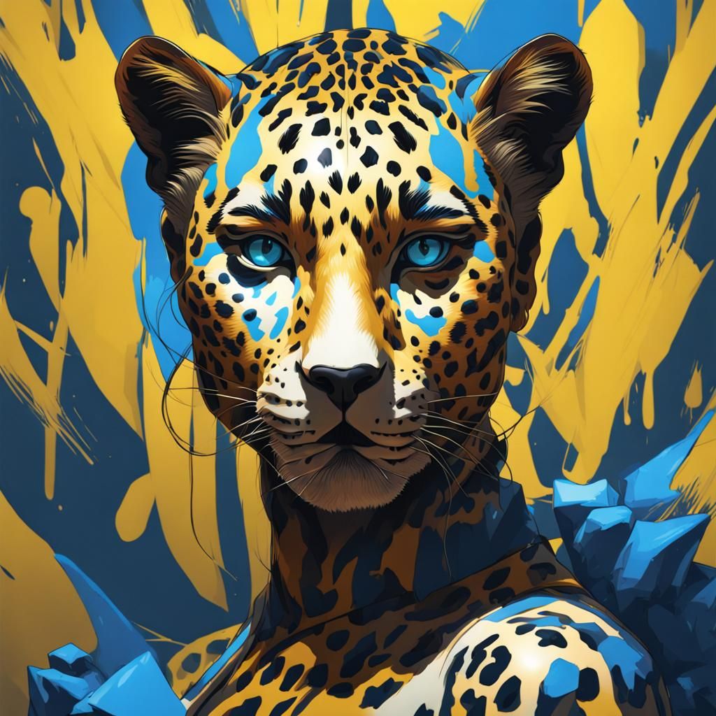 Colorful Leopard Portrait in Hyperdetailed Style