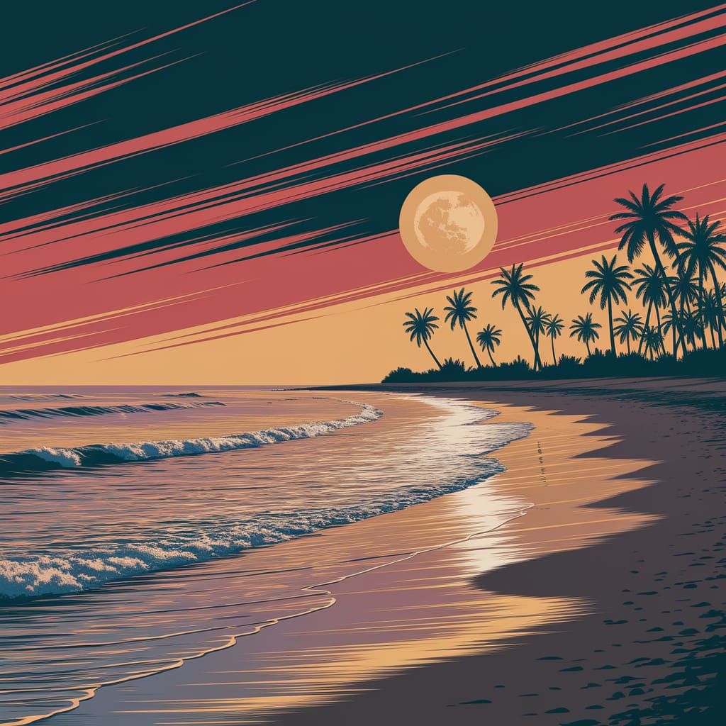 Serene Summer Night at the Sea