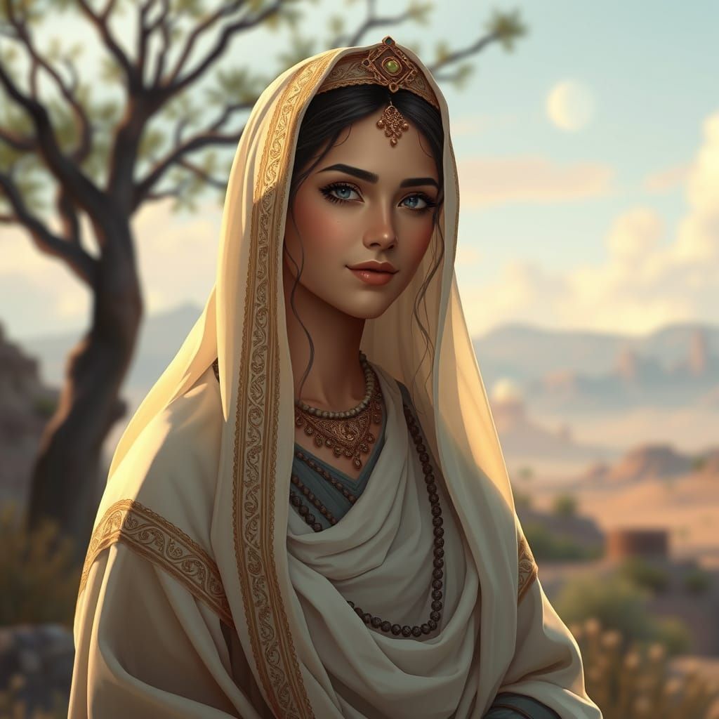 Serene Woman in Middle Eastern Attire