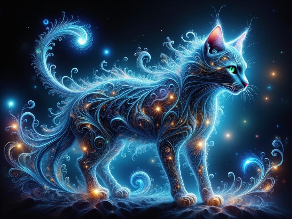 Surreal Feline Fractal Born from Cosmic Whispers