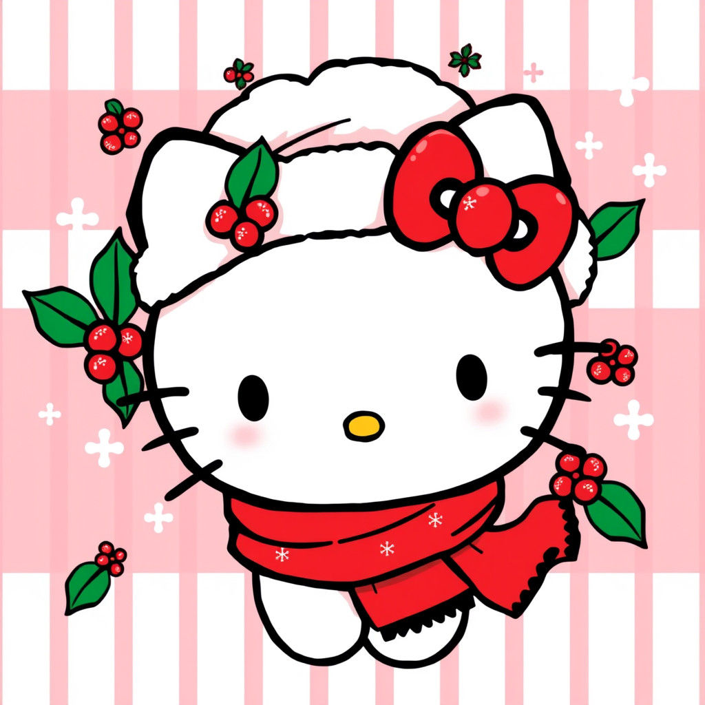 Festive Hello Kitty in Kawaii Style for Christmas